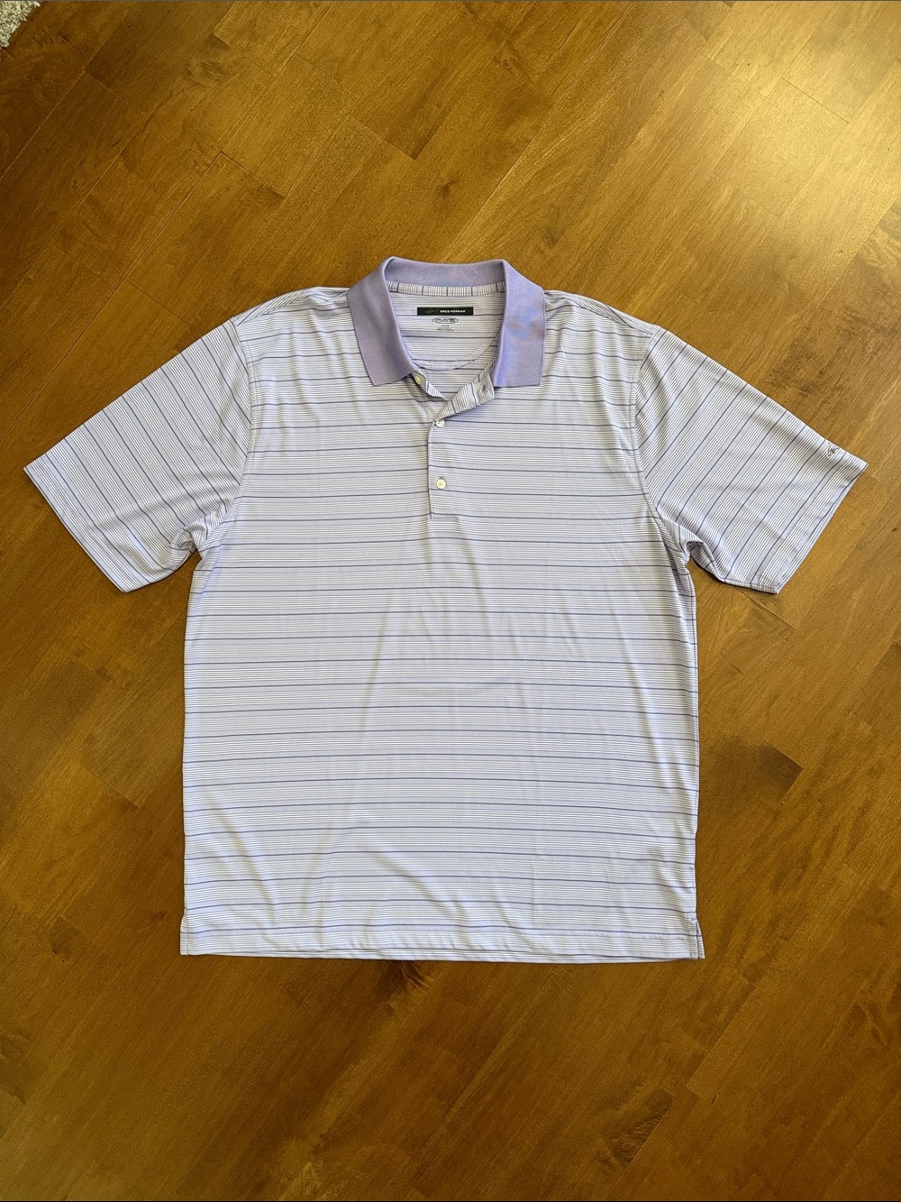 GREG NORMAN Play Dry Performance Lavender Striped Polo